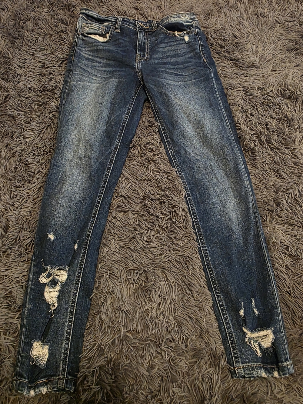 Women's Distressed Dark Blue Skinny Jeans BRIDGE BY GLY